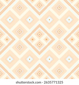 Geometric ethnic textile pattern in beige and orange tones