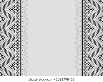 Geometric ethnic Texture embroidery design for background or wallpaper and clothing,skirt,carpet,wallpaper,clothing,wrapping,Batik,fabric,clothes, Black and white triangle Vector, illustration.eps