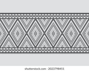 Geometric ethnic Texture embroidery design for background or wallpaper and clothing,skirt,carpet,wallpaper,clothing,wrapping,Batik,fabric,clothes, triangle Vector, illustration, Black and white.eps