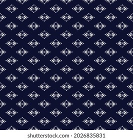 Geometric ethnic texture embroidery design with Dark Blue background design used in wallpaper and skirt,carpet,wallpaper,clothing,wrapping,Batik,fabric,sheet Vector, illustration pattern.eps