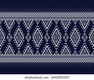 Geometric ethnic texture embroidery design with Dark Blue background design, skirt,wallpaper,clothing,wrapping,Batik,fabric,sheet, triangle shapes Vector, illustration design design.eps
