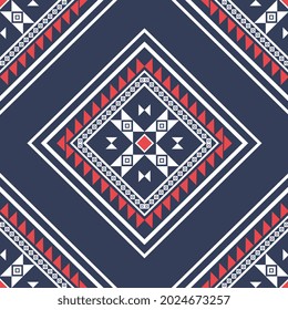 Geometric ethnic texture embroidery triangle design for dark blue background Light blue Texture, wallpaper, clothing,skirt,carpet,wallpaper,clothing,wrapping,Batik, shirt, Vector, illustration Seamles