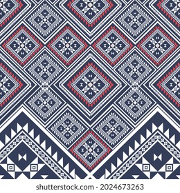 Geometric ethnic texture embroidery triangle design for dark blue background, wallpaper, clothing,skirt,carpet,wallpaper,clothing,wrapping,Batik, texture Vector, illustration on LIGHT blue background.