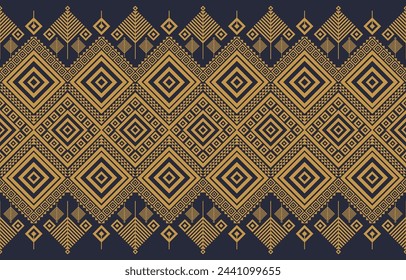 diseño de arte vectorial de textura étnica geométrica. patrón de moda textil, patrón sin fisuras y textura de tela batik fondo asiático fondo de pantalla geometría india, base en azul, papel tapiz, seda tailandesa, fondo