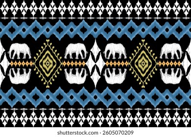 Geometric ethnic traditional art pattern.ikat embroidery style.Design for background,wallpaper,clothing,wrapping,fabric,element.