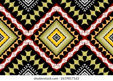Geometric ethnic traditional art pattern.ikat embroidery style.Design for background,wallpaper,clothing,wrapping,fabric,element.