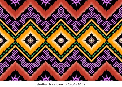 Geometric ethnic traditional art pattern.ikat embroidery style.Design for background,wallpaper,clothing,wrapping,fabric,element.