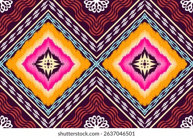 Geometric ethnic traditional art pattern.ikat embroidery style.Design for background,wallpaper,clothing,wrapping,fabric,element.