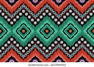 Geometric ethnic traditional art pattern.ikat embroidery style.Design for background,wallpaper,clothing,wrapping,fabric,element.