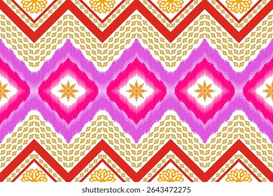 Geometric ethnic traditional art pattern.ikat embroidery style.Design for background,wallpaper,clothing,wrapping,fabric,element.