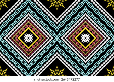 Geometric ethnic traditional art pattern.ikat embroidery style.Design for background,wallpaper,clothing,wrapping,fabric,element.