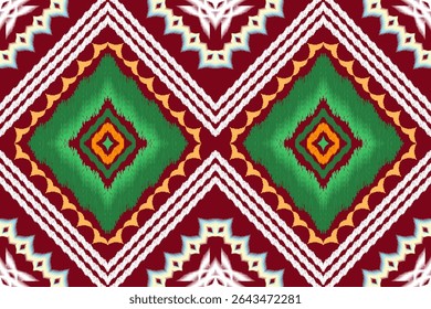 Geometric ethnic traditional art pattern.ikat embroidery style.Design for background,wallpaper,clothing,wrapping,fabric,element.
