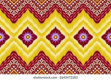 Geometric ethnic traditional art pattern.ikat embroidery style.Design for background,wallpaper,clothing,wrapping,fabric,element.