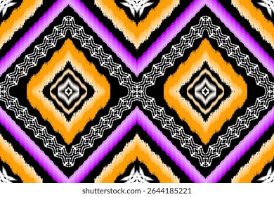 Geometric ethnic traditional art pattern.ikat embroidery style.Design for background,wallpaper,clothing,wrapping,fabric,element.