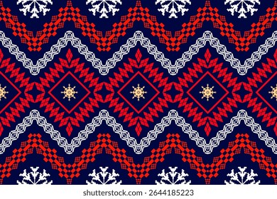 Geometric ethnic traditional art pattern.ikat embroidery style.Design for background,wallpaper,clothing,wrapping,fabric,element.