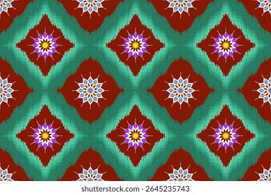 Geometric ethnic traditional art pattern.ikat embroidery style.Design for background,wallpaper,clothing,wrapping,fabric,element.
