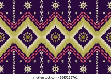 Geometric ethnic traditional art pattern.ikat embroidery style.Design for background,wallpaper,clothing,wrapping,fabric,element.
