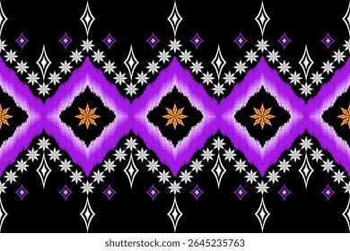 Geometric ethnic traditional art pattern.ikat embroidery style.Design for background,wallpaper,clothing,wrapping,fabric,element.