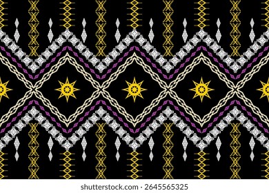 Geometric ethnic traditional art pattern.ikat embroidery style.Design for background,wallpaper,clothing,wrapping,fabric,element.