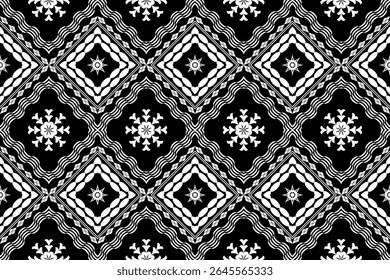 Geometric ethnic traditional art pattern.ikat embroidery style.Design for background,wallpaper,clothing,wrapping,fabric,element.