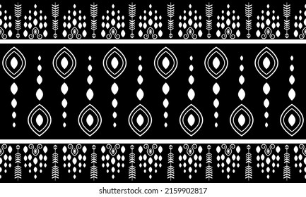 Geometric ethnic traditional pattern. Tribal embroidery design for fashion, background, batik, wallpaper, clothing, wrapping, skirt,  etc. Indian ethnic seamless pattern. Black and white pattern.