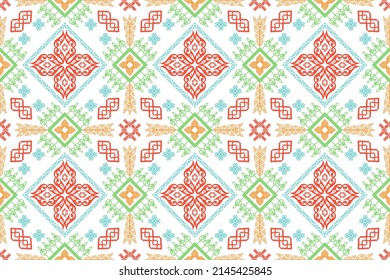 Geometric ethnic traditional pattern.Figure tribal embroidery style.Design for background,wallpaper,clothing,wrapping,fabric,vector illustration.