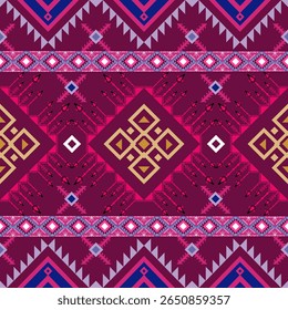 

Geometric Ethnic traditional seamless , Aztec, Tribal, Hmong, Native American Indian, Pattern design for wrap, carpet, decorative illustraion

