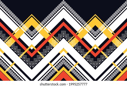 Geometric ethnic traditional seamless pattern. Aztec fabric carpet mandala ornament native boho chevron textile decoration. Embroidery vector illustrations background. Ikat pattern ornaments.