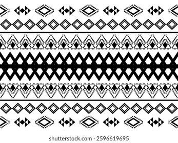Geometric Ethnic Traditional tribal black and white stripe background. Seamless tribal pattern, folk embroidery, ornament. Design for Home Decoration, fabric, textile, print, rug, paper, tattoo