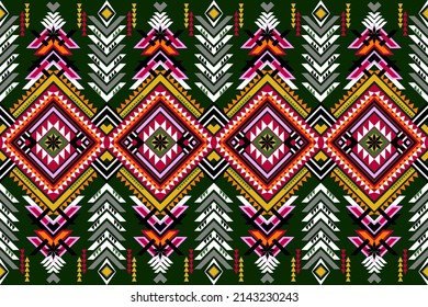 Geometric ethnic tribal festive pattern seamless flower colorful oriental. repeat pattern. Design for decor interior fabric, curtain, tapestry,  carpet, wallpaper, clothing Vector illustration