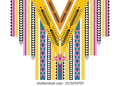 Geometric ethnic tribal pattern traditional .Floral necklace embroidery vector design for fashion background,wallpaper,clothing 
