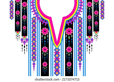 Geometric ethnic tribal pattern traditional .Floral necklace embroidery vector design for fashion background,wallpaper,clothing 