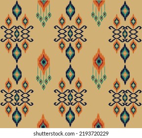 geometric ethnic vintage texture vector art design. textile fashion pattern line  ikat seamless pattern and batik fabric texture asian background wallpaper geometry indian. Ethnic abstract ikat art .