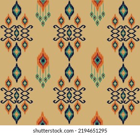 geometric ethnic vintage texture vector art design. textile fashion pattern line  ikat seamless pattern and batik fabric texture asian background wallpaper geometry indian. Ethnic abstract ikat art .