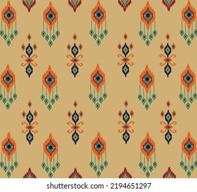 geometric ethnic vintage texture vector art design. textile fashion pattern line  ikat seamless pattern and batik fabric texture asian background wallpaper geometry indian. Ethnic abstract ikat art .
