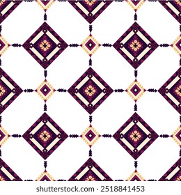 Diseño de Arte vectorial de textura vintage étnico geométrico. Patrón para diseño textil. Patrón sin costuras, textura de tela Batik Fondo asiático Geometría de Fondo de pantalla India. Arte ikat abstracto étnico, tela, tela