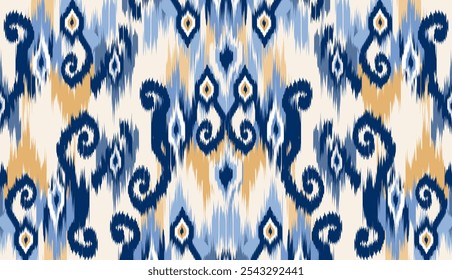 Diseño de Arte vectorial de textura vintage étnico geométrico Línea de patrón de moda textil Patrón ikat sin costuras y textura de tela batik Fondo asiático Geometría de Fondo de pantalla India. Arte ikat abstracto étnico .