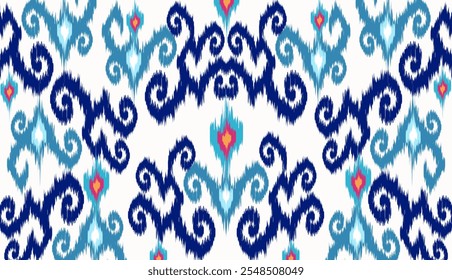 Diseño de Arte vectorial de textura vintage étnico geométrico Línea de patrón de moda textil Patrón ikat sin costuras y textura de tela batik Fondo asiático Geometría de Fondo de pantalla India. Arte ikat abstracto étnico .