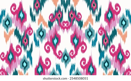 Diseño de Arte vectorial de textura vintage étnico geométrico Línea de patrón de moda textil Patrón ikat sin costuras y textura de tela batik Fondo asiático Geometría de Fondo de pantalla India. Arte ikat abstracto étnico .