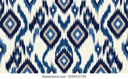 Diseño de Arte vectorial de textura vintage étnico geométrico Línea de patrón de moda textil Patrón ikat sin costuras y textura de tela batik Fondo asiático Geometría de Fondo de pantalla India. Arte ikat abstracto étnico .