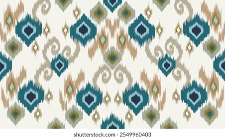 Diseño de Arte vectorial de textura vintage étnico geométrico Línea de patrón de moda textil Patrón ikat sin costuras y textura de tela batik Fondo asiático Geometría de Fondo de pantalla India. Arte ikat abstracto étnico .