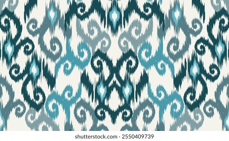 Diseño de Arte vectorial de textura vintage étnico geométrico Línea de patrón de moda textil Patrón ikat sin costuras y textura de tela batik Fondo asiático Geometría de Fondo de pantalla India. Arte ikat abstracto étnico .