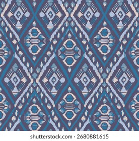 Diseño de Arte vectorial de textura vintage étnico geométrico Línea de patrón de moda textil Patrón ikat sin costuras y textura de tela batik Fondo asiático Geometría de Fondo de pantalla India. Arte ikat abstracto étnico 
