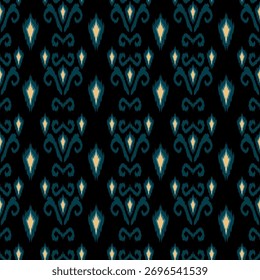 Diseño de Arte vectorial de textura vintage étnico geométrico Línea de patrón de moda textil Patrón ikat sin costuras y textura de tela batik Fondo asiático Geometría de Fondo de pantalla India. Arte ikat abstracto étnico