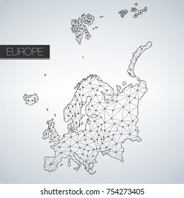 Geometric Europe Continent, Light Version, clean design, easy to customize template