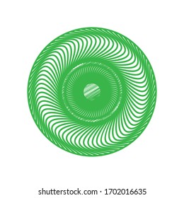 Geometric eye mandala. Green scribble Icon with solid contour on white background. Illustration.