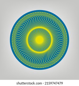 Geometric Eye Mandala. Icon In Colors Of Ukraine Flag (yellow, Blue) At Gray Background. Illustration.