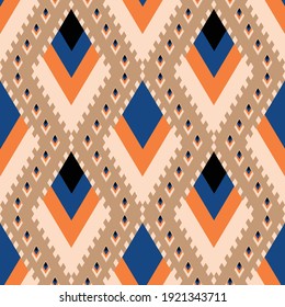 Geometric fabric abstract ethnic pattern, vector illustration style seamless. design for fabric, curtain, background, carpet, wallpaper, clothing, wrapping, Batik, fabric, tile
