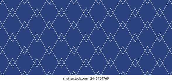 Geometric fabric abstract seamless pattern on blue background. geometric abstract complex with compounds. for vector fashion geometric fabric design. carpet, wallpaper, clothing, wrapping, fabric.