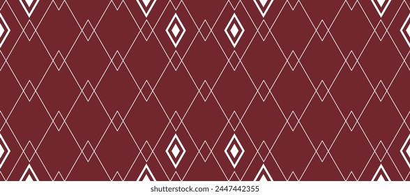 Tejido geométrico abstracto patrón sin costuras sobre fondo rojo. complejo abstracto geométrico con compuestos. para el diseño de tela geométrica de Vector. alfombra, Fondo de pantalla, ropa, envoltura, tela.